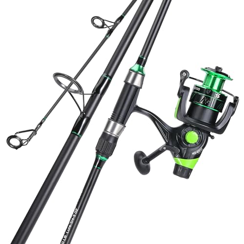 Sougayilang Surf Fishing Rod Combo IM8 Carbon 3 Piece Travel Spinning Rod with 4000 Size Spinning Reel (9'/10'/11'/12') - size: 10'0"