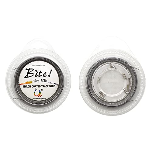 5LB-280LB 7 Strands Stainless Steel Wire Leader Nylon Coated-32.8ft Fishing Leader with 10pcs Crimp Sleeves - color: Silver with spool, size: 20LB