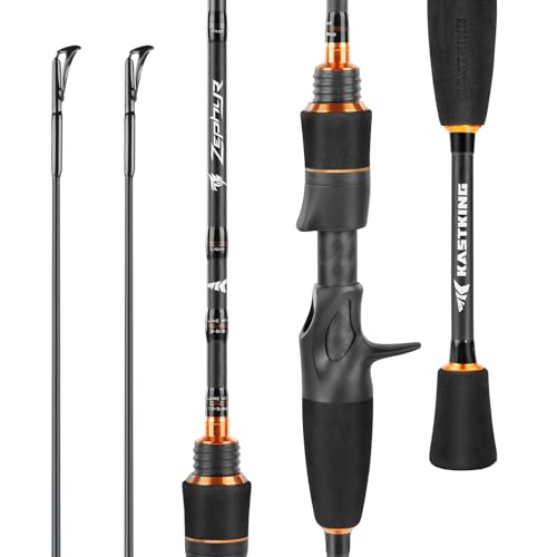 KastKing Zephyr Finesse Fishing Rods – BFS Baitcasting & Spinning Rods, IM6 Graphite, Extra Twin-Tip, 2pc & 3pc Travel Design, Ultra-Light Lure Casting, Stainless Steel Guides with Zirconium Rings - size: 6'3"- UL- Fast (2pcs+ Extra Tip), style: Bait Fine