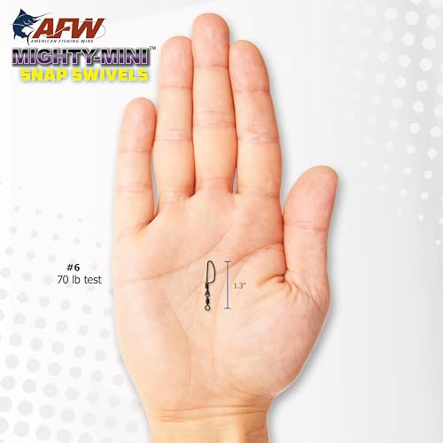 American Fishing Wire Fishing Swivels - Mighty Mini 100% Stainless Steel Snap Crane Swivels, 3X Stronger Than Brass, For Terminal Tackle Box, Up to 600lb Test - Fishing Gear for Fishing Line Leaders - style: Size #3, 170 Lb Test