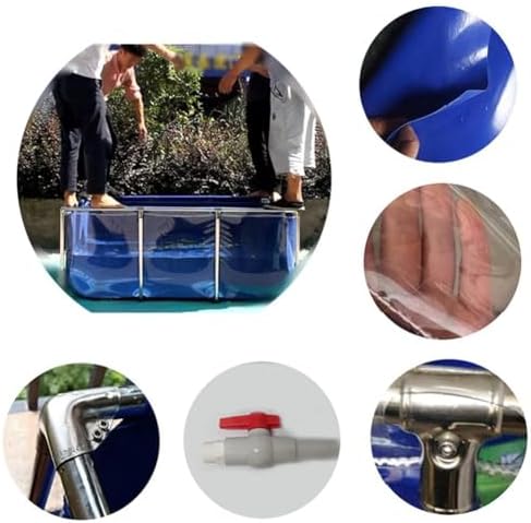 Flexible PVC Fish Breeding Water Tank with Steel Frame, 50x40x30cm Clear Viewing Pool for Aquatic Pets, Easily Assembled Backyard Pond Liner