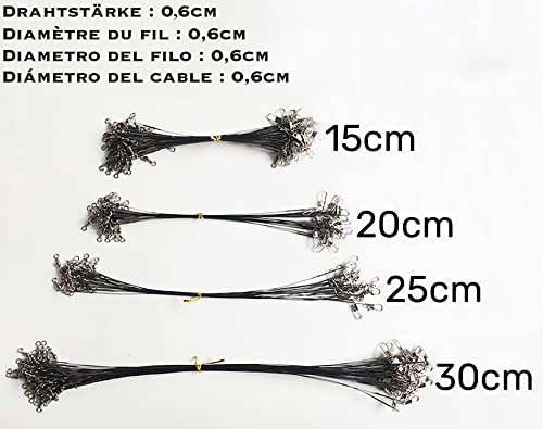 50pcs Fishing Wire Leaders Nylon-Coated Fishing Line Trace Lure Leaders with Swivels and Snaps Stainless Steel Fishing Tackle Leaders Tackle - color: Silver, size: 10inch