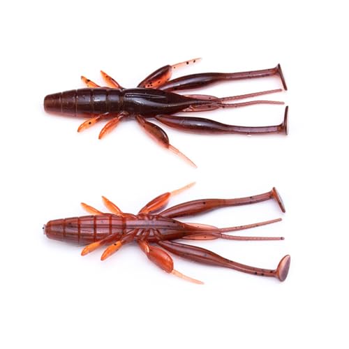 8pcs Soft Crawfish Baits Artificial Baits Floating Shrimp Lobster Baits Crayfishs Lure Swimbait Elastic Simulation Baits - color: dark brown 5
