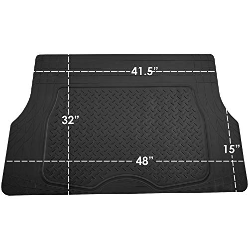 FH Group Premium Liners Tall Channel Trimmable All Weather Rubber Full Set Car Floor Mats (Blue) w. Trimmable All-Season Cargo Liner (Black) - Universal Fit for Cars Trucks and SUVs - color: Blue, style: With Cargo Mats
