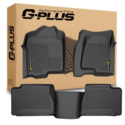 G-PLUS Floor Mats 3pcs Compatible with Chevy Silverado GMC Sierra 1500 1999-2006 & 1500 Classic 2007, Fit Silverado Sierra 2500 2001-2004, 2WD 4WD Extended Cab TPE Floor Cargo Liners - size: 99-06|Fit Silverado & Sierra Extended Cab|3PCS