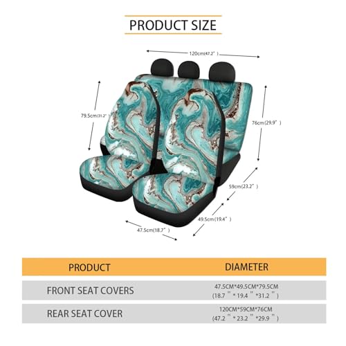 Forchrinse 15Pack Sea Turtle Car Accessories Set Hawaiian Hibiscus Car Seat Cover Full Set+Steering Wheel Cover+Car Trash Can+Seatbelt Cover+Coaster+Keychain - color: Sea Turtle Hibiscus