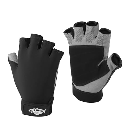 Palmyth UV Fishing Gloves Sun Protection Fingerless Kayaking Glove Men Women UPF 50+ SPF for Sailing, Hiking, Paddling, Canoeing, Rowing, Driving - color: Black, size: X-Large