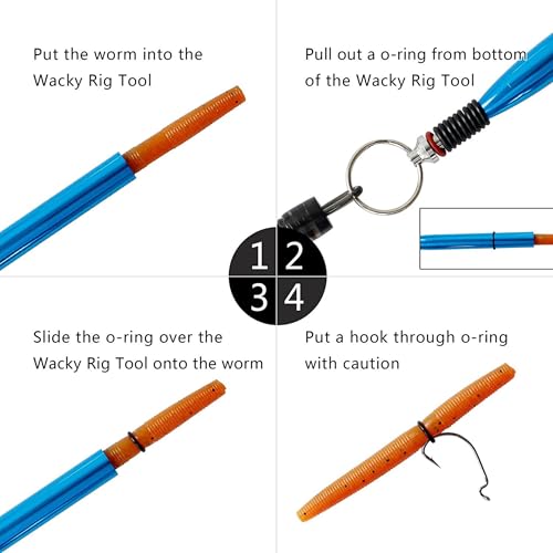 Reaction Tackle Wacky Rig Tool and O-Rings for Soft Plastic Worms, Bass Fishing Wacky Rig and Neko Rig Stick Bait Setup for Largemouth and Smallmouth - color: Camo Wacky Tool (+10 O-rings)