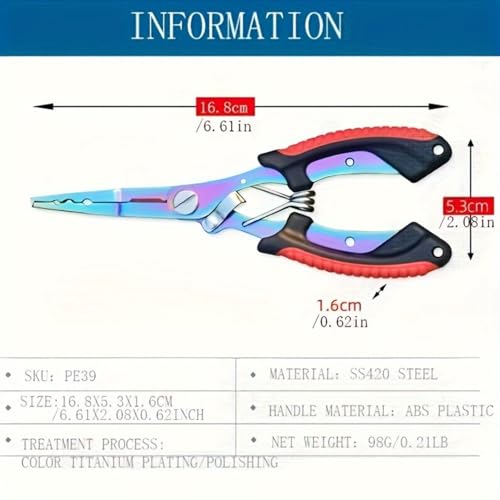 Saltwater Fishing Pliers, Split Ring Pliers with Safety Lock, with Sheath and Lanyard Green - color: Green