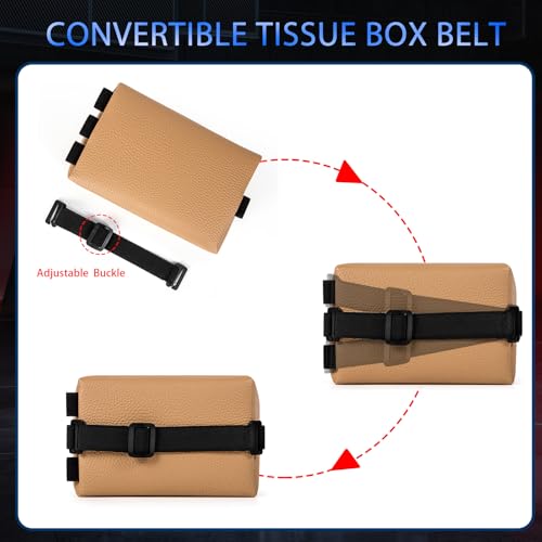 Car Tissue Holder, Standard Tissue Holder for Pu Leather Car Napkin Holder, Backseat Extra Large Tissue Organization Fit for 120-230 Tissues per Box 7.08'' x 4.72'' x 3.15'' (Beige) - color: Beige