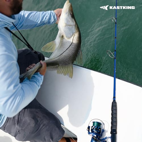 KastKing Kapstan Saltwater Spinning Rod, Boat & Surf Fishing Rod, Lightweight S-Curve Graphite Blanks, Stainless-Steel Double-Foot Guides, Aluminum/Graphite Locking Reel Seat, 2-Piece PTS Rod - style: Spin-12'0"-h-mf
