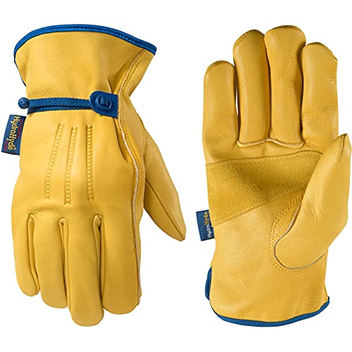 Wells Lamont Men's Adjustable HydraHyde Leather Work Gloves – Water-Resistant, Breathable, Durable – Ideal for Gardening, Landscaping, Ranching – Heavy Duty Leather Work Gloves – Saddletan, XX-Large - size: 2X-Large (Pack of 1), style: Adjustable