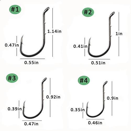 Fishing Baitholder Hooks - 100pcs Barbed Shank Sharp Strong High Carbon Steel Octopus Bait Holder Hooks for Freshwater Saltwater Live Bait Fishing - size: 1/0-100PCS