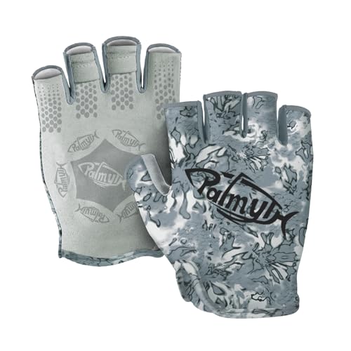 Palmyth Stubby UV Fishing Gloves Sun Protection Fingerless Glove Men Women UPF 50+ SPF for Kayaking, Paddling, Canoeing, Rowing, Driving - color: Ashen, size: X-Large