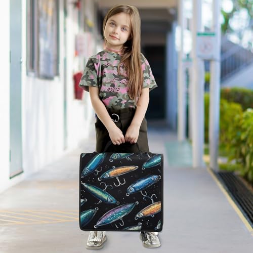 Fish Lure Vintage Funny 3 Ring Zipper Binder with Strap 1.5 inch 500 Sheet Capacity File Folder Storage Organizer