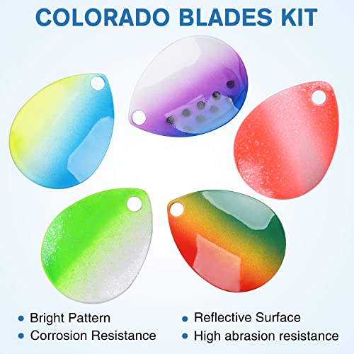 35pcs Fishing Spinner Blades Colorful Colorado Blades Kit Lure Making Supplies Easy Spin Fishing Spoons for DIY Inline Spinner Spinnerbaits Walleye Rig Freshwater Saltwater - color: Red & Green