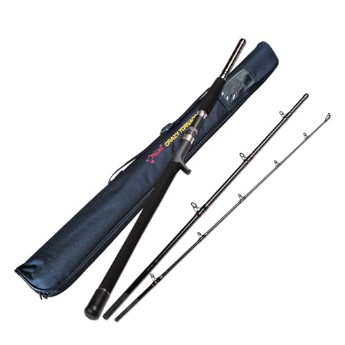 Portable Saltwater Offshore Heavy 3-Piece Travel Graphite Baitcasting Fishing Poles Casting Boat Jigging Trolling Conventional Rods with Rod Case Bag (6'/7'/8') - size: 7'