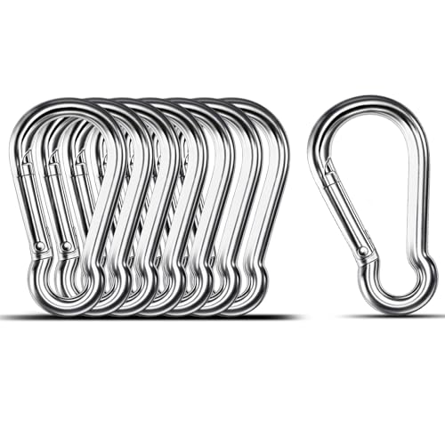 Small Carabiner Clip, 8PCS 1.97 inch 304 Stainless Steel Heavy Duty Carabiners, Metal Spring Snap Hook Clips for Outdoor Travel Camping Fishing Hanging Key Chain - size: M5-1.97'', style: 8PCS