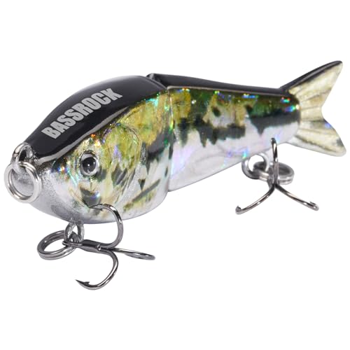 BASSROCK Top Water Tiny Swimbait Bass Fishing Lure Single Jointed Hard Bait 2.05” 5/32oz - color: One Piece - Golden Carp