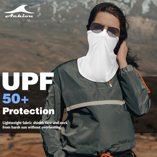 Achiou Ski Mask Balaclava Shiesty, Cooling Ice Silk Motorcycle Face Cover | Ski Mask for Men/Women,Breathable Face Mask,Thin Summer Balaclava,Versatile Use for Skiing Moto,UV Protection,Helmet Friendly - color: White