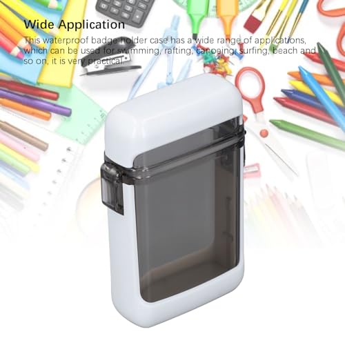Fockety Waterproof ID Card Badge Holder Case, Clear Vertical Badge Holder, Heavy Duty Waterproof Sports Case, Waterproof Card Holder with Lanyard for Swimming, Credit Cards, Money (White) - color: White