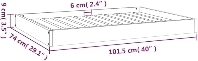Elevated Solid Pine Wood Dog Bed for Medium Breeds, 40.0 x 29.1 x 3.5 Inches, White Minimalist Pet Furniture with Orthopedic Support and Easy-Clean Finish