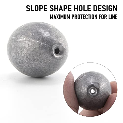 Dr.Fish Egg Sinker Lead Fishing Weights Oval Shaped Catfishing Weights Bank River Freshwater Saltwater Fishing Bass Casting - size: 1-1/2oz-10 Pack