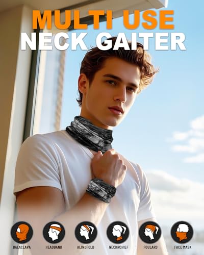 4Pack Neck Gaiter for Men Women Face Cover Mask Head Wrap Balaclava Headwear Bandana Headband Magic Scarf - color: A-blackcombo-2