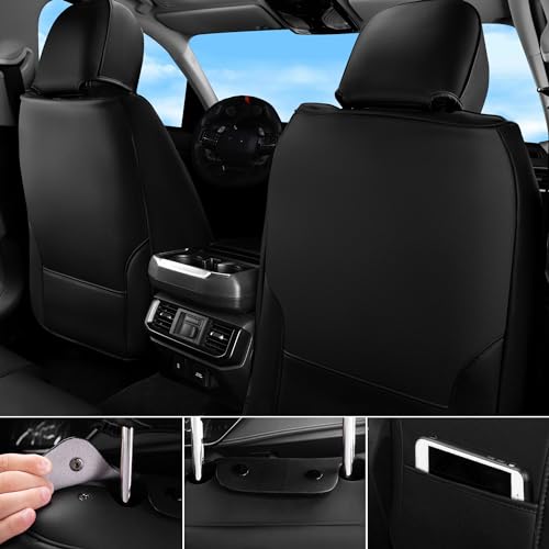 CAR PASS Nappa Leather Seat Covers, Breathable Waterproof Car Seat Covers Full Set, Luxury Leather Front and Back Seats Full Coverage, Universal Fit SUV Pick-up Truck Sedan Automotive(Black Red) - color: Black Red, size: Full Set Full Coverage