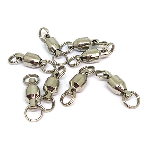 25/50pcs Ball Bearing Swivel Fishing Stainless Split Ring Fish Hooks Connectors for Saltwater 7LB-132LB - size: 2#-0.71"/17LB- 50PCS