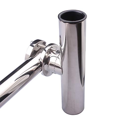 2PCS Tournament Style Fishing Rod Holders, Stainless Steel Fishing Rod Holder Clamp-on 1 1/4" to 2" Rails for Boat, Side Mount Rod Holder for Marine Yacht Boat Truck RV