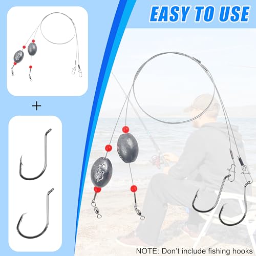 Carolina Rig Catfish Rig Saltwater Bottom Surf Fishing Rigs Flounder Rigs Wire Leaders with Egg Sinkers for Flounder Catfish Grouper Striped Bass Drum Redfish Fishing - size: 0.5 oz_4pcs