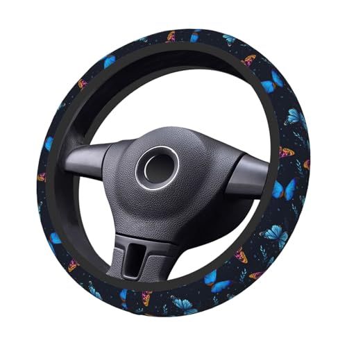 Fancy Butterflies Elastic Steering Wheel Cover Non-Slip Breathable Steering Wheel Protector Fit Auto, SUVs, Truck - color: Fancy Butterflies