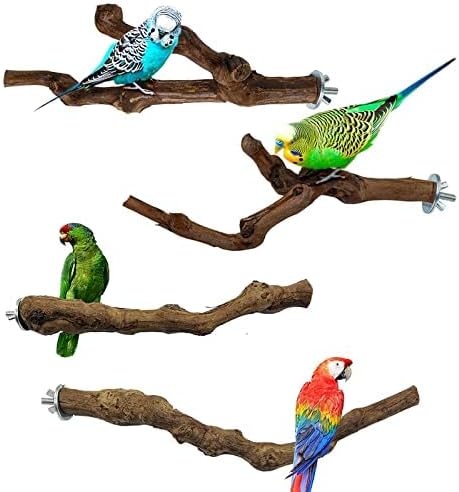 Bird perches Bird Perch Stand Perches for Cages Natural Bird Perch（4-Piece Set） (1)