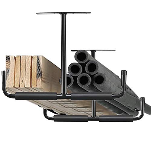 Ihomepark Overhead Garage Storage Rack, Heavy Duty Ceiling Mounted Garage Hooks Utility Hanger for Lumber Bike Tools(4 Pack, Black) - size: 4 Pack
