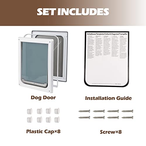 Pet Flap Door 2 Ways Locking Dog Wall Entry Pet Door with Transparent Flap for Dogs (Medium) - size: Medium