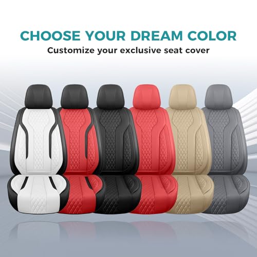 Leather Car Seat Covers Full Set, Breathable Faux Leather Seat Covers for Cars SUV Sedan Waterproof Grey - color: Grey