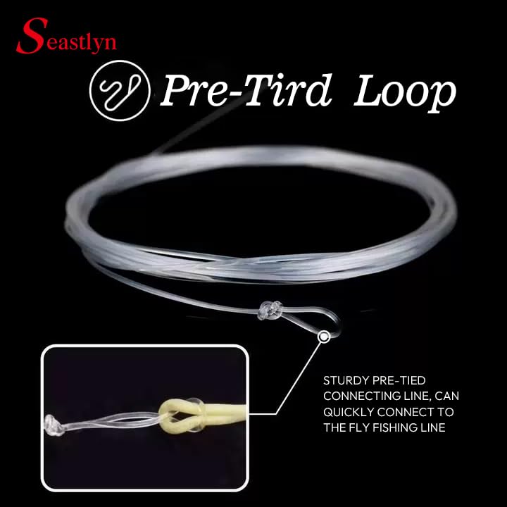 3-Pack Fluorocarbon Fishing Line Pre-Tied Loop Fly Fishing Tapered Leader 7.5FT 9FT 12FT 0X 1X 2X 3X 4X 5X 6X 7X 8-26LB - size: 7.5FT-16lb