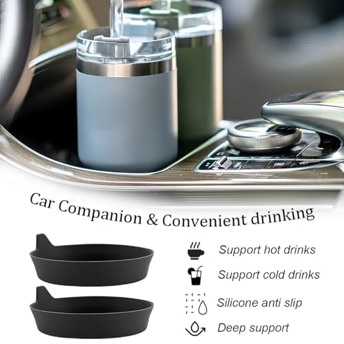 2PCS Car Cup Holder Coaster, Silicone Non-Slip Vehicle Cup Recessed Mats, Waterproof ＆ Sift-Proof Automotive Interior Insulation Drink Insert Pads, Universal Fit (Red/Black) - color: Red/Black