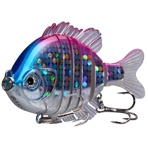 BASSDASH SwimPanfish Multi Jointed Panfish Bluegill Swimbaits Hard Topwater Bass Lures Fishing Lure Crank Saltwater 3.5in/0.85oz,Pack of 4 - color: GBPG