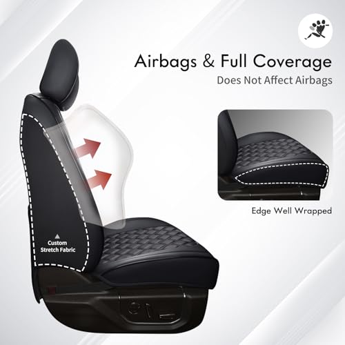 Huidasource Silverado Faux Leather Seat Covers Full Coverage Custom Fit for Truck Chevy Chevrolet Silverado Sierra 1500 2007-2025, 2500HD 3500HD 2015-2025 Crew Double Extended Cab (Front Pair/Black) - color: Black, size: Front (2007-2025)