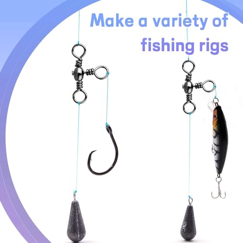 Natufish 3 Way Swivels Fishing Tackle - 25Pcs/50Pcs Three Way Swivel Black T-Turn Barrel Swivel High Strength Connector for Catfish Rigs - size: 10#_35lbs_50pcs