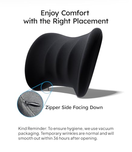 Wigoo 2026 Car Neck Pillow and Lumbar Support Pillow for Car Set [Ergonomic Design, Pressure Relief] Soft Car Headrest Pillow Back Cushion with Adjustable Strap, Fits All Vehicles (Black)