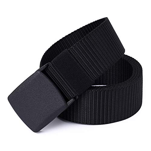 Mile High Life | Nylon Web Belt | Outdoor Military Belt | TSA Safe Buckle Plastic/Metal - color: Black-khaki