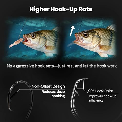 FishTrip 50/100Pcs Inline Circle Hooks for Freshwater Saltwater #4-10/0 | 3X Strong, High Carbon Steel, Rust-Proof, Ultra Sharp Barbed, Fishing Octopus Hooks for Bass, Salmon, Pike, Catfish - size: 3/0_50pcs