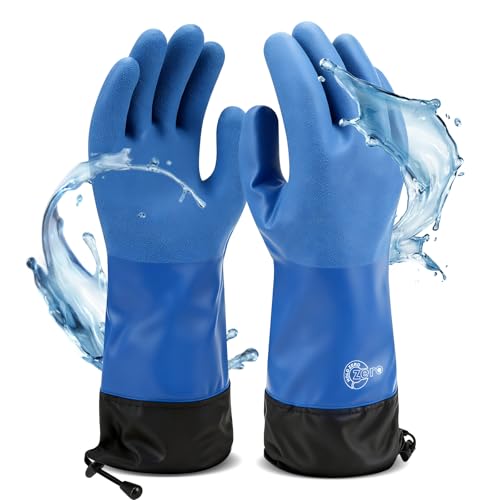 Waterproof Winter Work Gloves with Extended Cuff Warm Non-Slip 1 Pair - color: Blue, size: Large