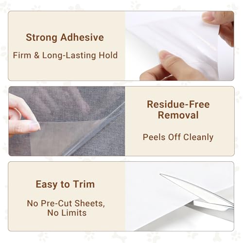 Anti Cat Scratch Furniture Protector - 118in*12in, Clear Couch Guards from Cats Scratch, Sofa Protectors from Pets Scratching, Door Protector from Dog Scratching, Self-Adhesive - 50 Pins - size: 118in*12in