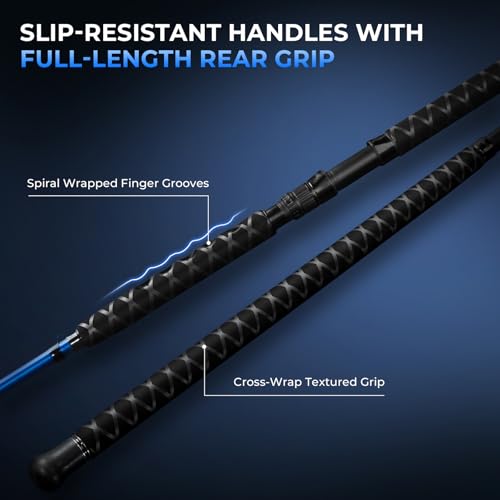 KastKing Kapstan Saltwater Spinning Rod, Boat & Surf Fishing Rod, Lightweight S-Curve Graphite Blanks, Stainless-Steel Double-Foot Guides, Aluminum/Graphite Locking Reel Seat, 2-Piece PTS Rod - style: Spin-12'0"-h-mf