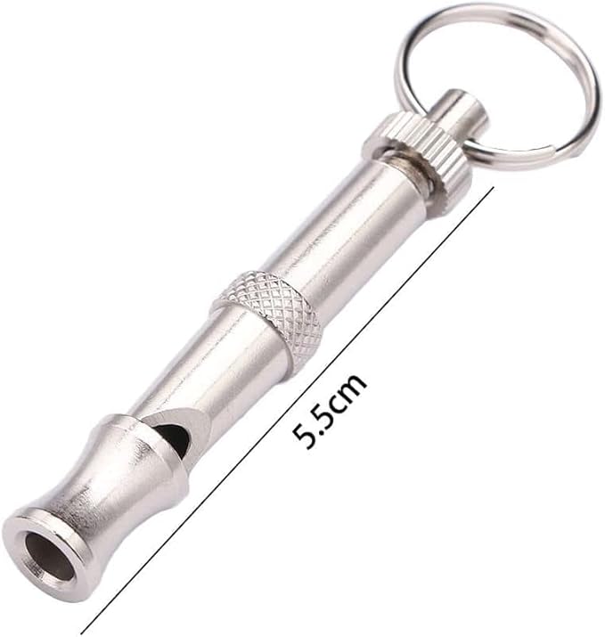 BWESOO 2Pcs Silver Adjustable Ultrasonic Dog Whistle, Portable Whistle Pet Whistle Supersonic Whistle Dog Whistles for Pet Training，Training and Behavior Aids, Dog Whistles