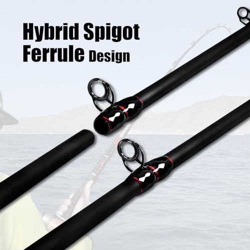 Fiblink Surf Casting Fishing Rod 2-Piece Graphite Travel Baitcasting Fishing Rod - size: Length: 11'